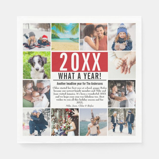 Vilket år, 12 år för fotofamiljens nyhetsår i rece pappersservett (Framsidan)