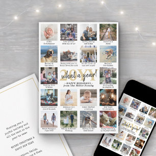 Vilket år, 18 fotokollage & bildtexter Guld White Julkort