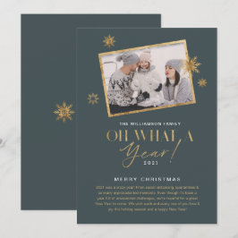 Vilket år! År för granskning av foto Guld & Grått  Julkort