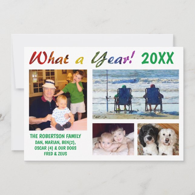 Vilket år! Familjekort för Helgdag Tack Kort (Framsida)