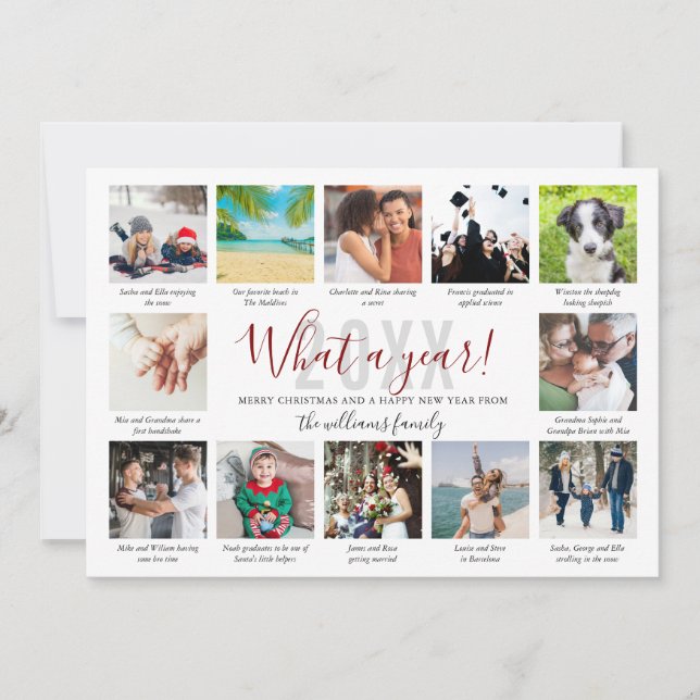 Vilket år i bildtexter 12 fotokollage Ho Julkort (Framsida)