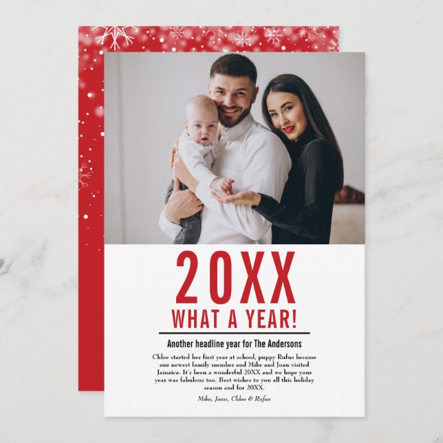 Vilket år i Family News Photo Year in Review Julkort (Fram/baksida)