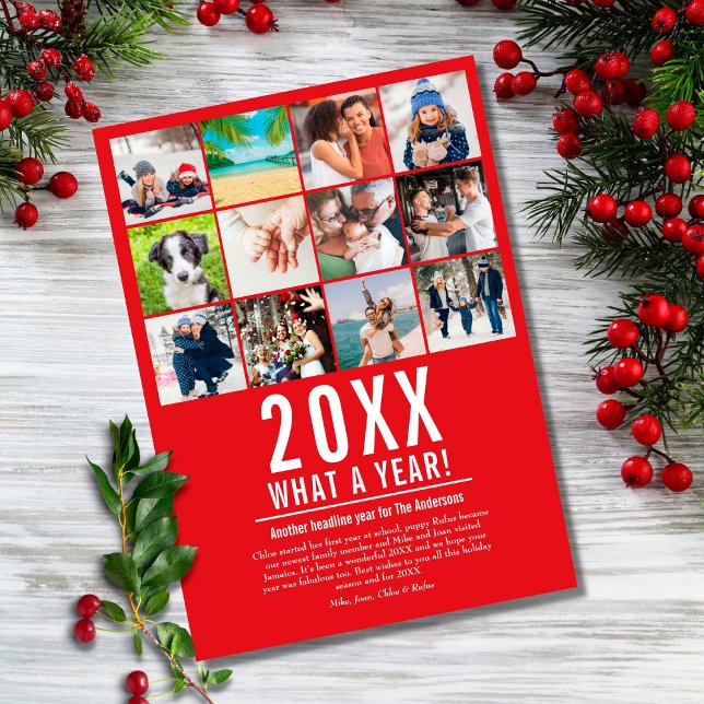 Vilket år i fotokollage för granskning julkort (Skapare uppladdad)