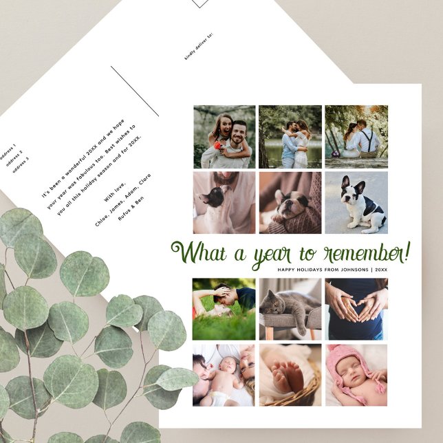 Vilket år, minimalistisk 12-fotomakjul helg vykort (Skapare uppladdad)