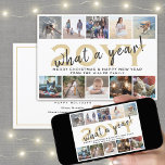 Vilket år, Modern 10 Photo Collage White och Guld Julkort<br><div class="desc">Vilket år att minnas! Skicka snyggt glatt hälsning och 10 av bilderna med ett helgdag för anpassningsbar 5x7-fotokollage. (IMAGE PLACEMENT TIP: Ett enkelt sätt att centrera ett foto exakt som du vill är att flytta det till skörd innan du laddar upp det till Zazzle-webbplatsen.) All text i den här mallen...</div>