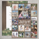 Vilket år! Oversifierat fotokollage Wood & Ljus Julkort<br><div class="desc">Vilket år att minnas! Skicka snyggt glatt hälsning och 17 av bilder med ett extra stort helgdag på 6, 5 x 8, 75 tum för fotokollage. (IMAGE PLACEMENT TIP: Ett enkelt sätt att centrera ett foto exakt som du vill är att flytta det till skörd innan du laddar upp det...</div>