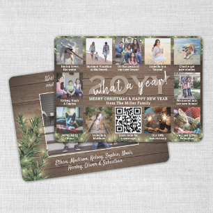 Vilket år! QR-kod 12 Fototrä, Gräs och Ljus Julkort