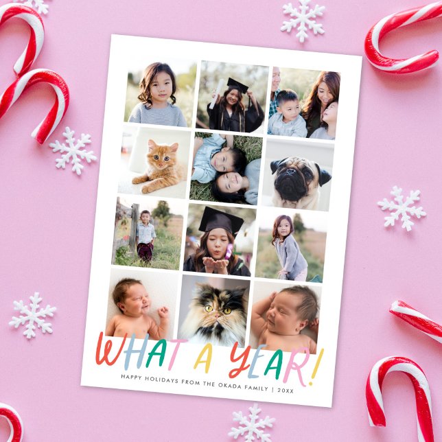 VILKET ÅR! Roligt Modern 12 foton i nyår Julkort (Skapare uppladdad)