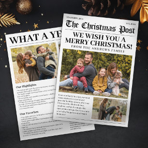 Vilket år Tidning Familj Foto Glädje Jul Julkort