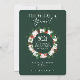 Vilket år! Toalett Papper Grönt för fektiös utandn Julkort