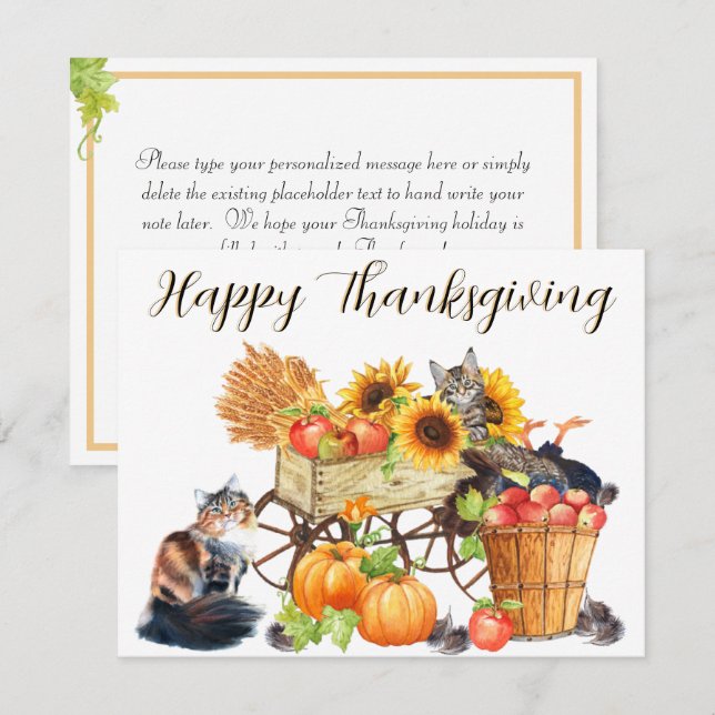 Vilket Turkiet? Oskyldiga katter, Happy thanksgivi Kort (Fram/baksida)