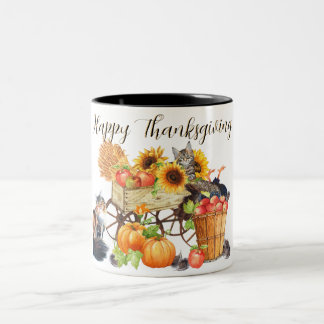 Vilket Turkiet? Oskyldiga katter, Happy thanksgivi Två-Tonad Mugg