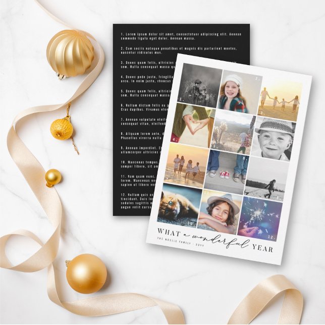 Vilket underbart år i recension 12 Photo Collage Julkort (Skapare uppladdad)