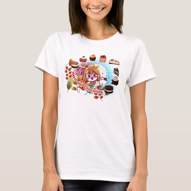 Vill äta chokladkaka Kvinnor Shirt T (Framsida)