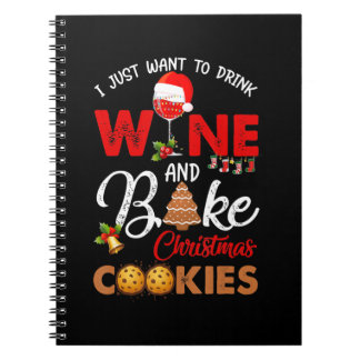 Vill bara dricka vin Baka jul kostym present Anteckningsbok