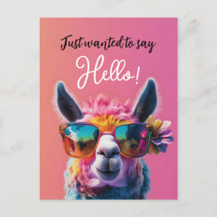 Vill bara säga Hej färgglad Llama-design Vykort
