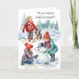 Vill du bygga ett Snögubbe-julkort? Tack Kort