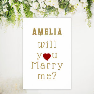 Vill du gifta dig med mig Heart Red Romantic Förlo Poster