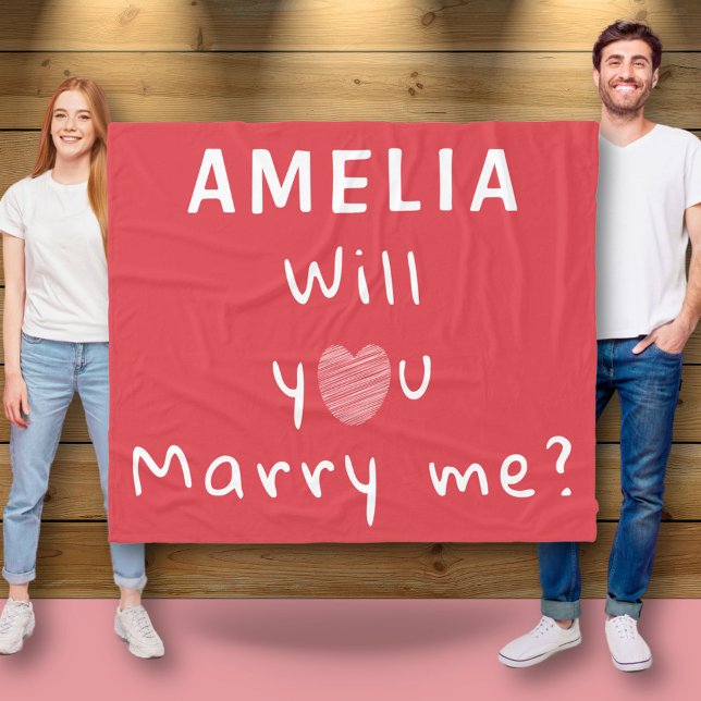 Vill du gifta dig med mig Heart Red Romantic Frier Fleecefilt (Skapare uppladdad)