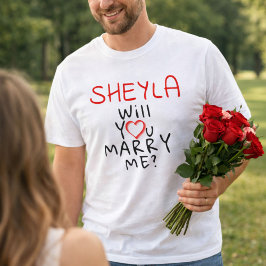 Vill du gifta dig med mig Namn Romantiskt Hjärta R T Shirt