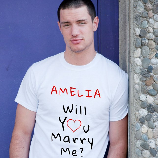 Vill du gifta dig med mig? Red Romantic Heart med  T Shirt (Skapare uppladdad)