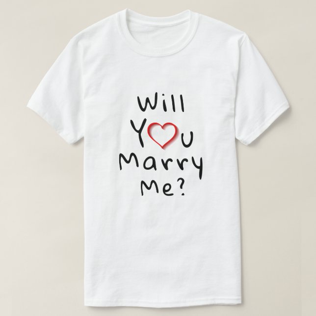 Vill du gifta dig med mig? Red Romantic Heart T Shirt (Design framsida)
