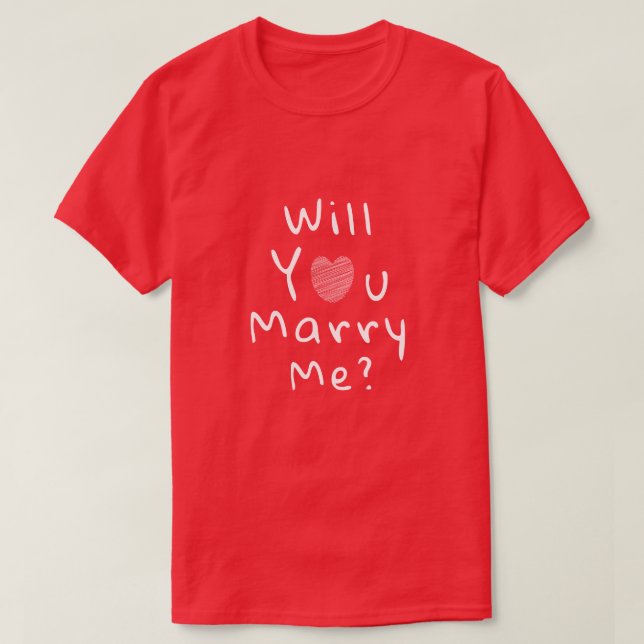 Vill du gifta dig med mig? Red Romantic Heart T Shirt (Design framsida)