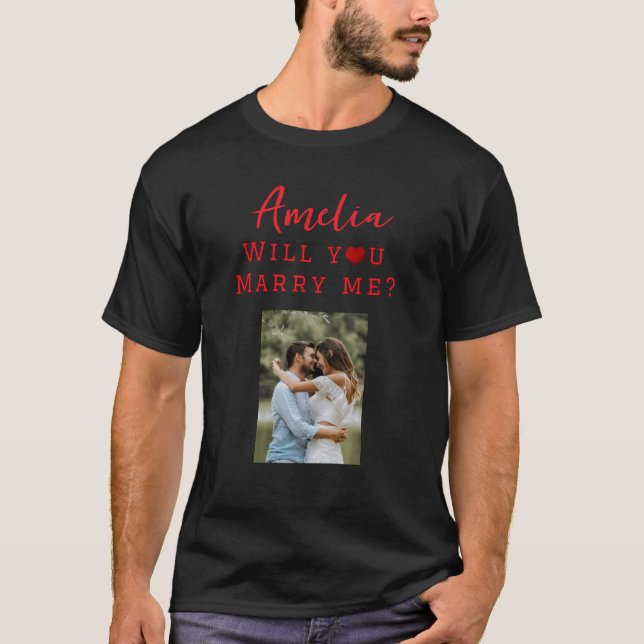 Vill du gifta dig med mig Romantic Frieri Photo? T Shirt (Framsida)