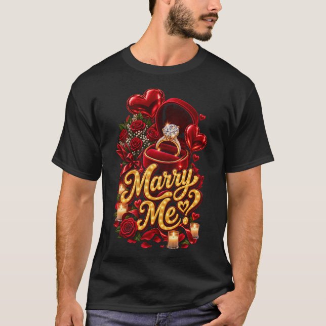Vill du gifta dig med mig? Romantisk ring T Shirt (Framsida)