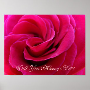 Vill du gifta dig med mig?! Rosa ros konsttryck Br Poster