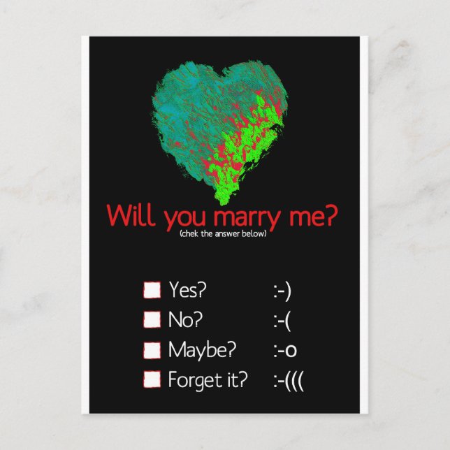 Vill du gifta dig med mig? vykort (Framsida)