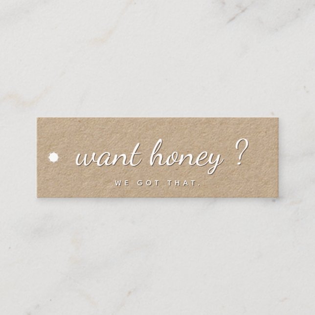 Vill du ha älskling? Märkrn Kraft Honeybee Bebiodl Mini Visitkort (Framsida)