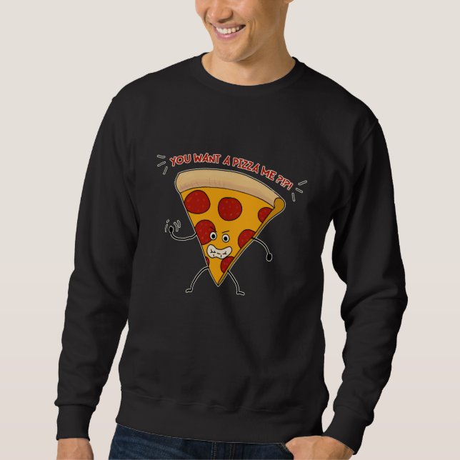 Vill du ha en Pizza Me?! Lång Ärmad Tröja (Framsida)