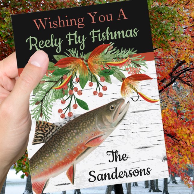 Vill du ha ett rejält Fly Fishmas, ett platt Helgd Julkort (Skapare uppladdad)