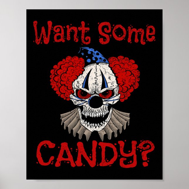 Vill du ha lite godis-Scary Distress Evil Clown Ha Poster (Framsidan)