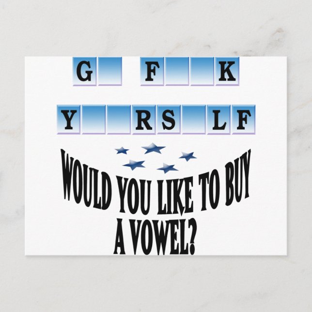Vill du köpa en vowel? vykort (Framsida)