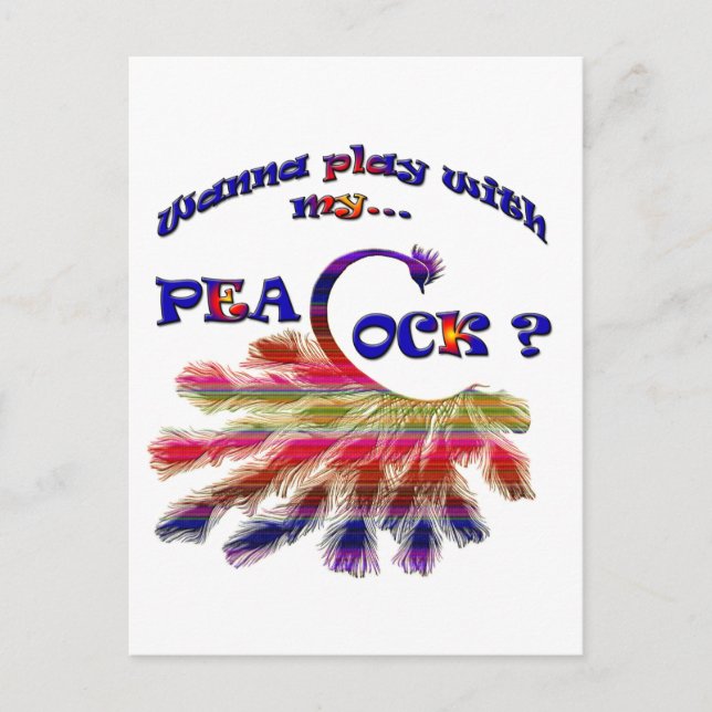 Vill du leka med min Peacock? Vykort (Framsida)