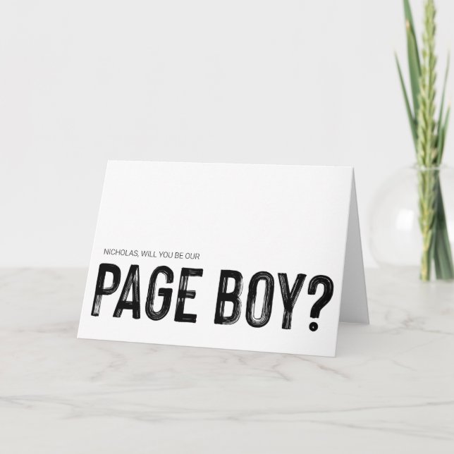Vill du Page Boy Frieri fråga Bröllop? Kort (Framsida)