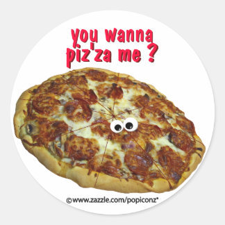 Vill du piz'za me? runt klistermärke