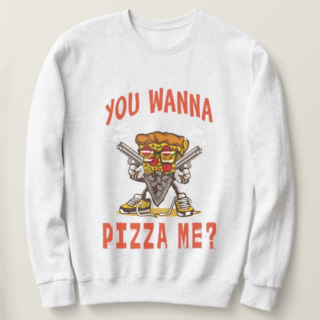 Vill du pizza mig? lång ärmad tröja (Design framsida)