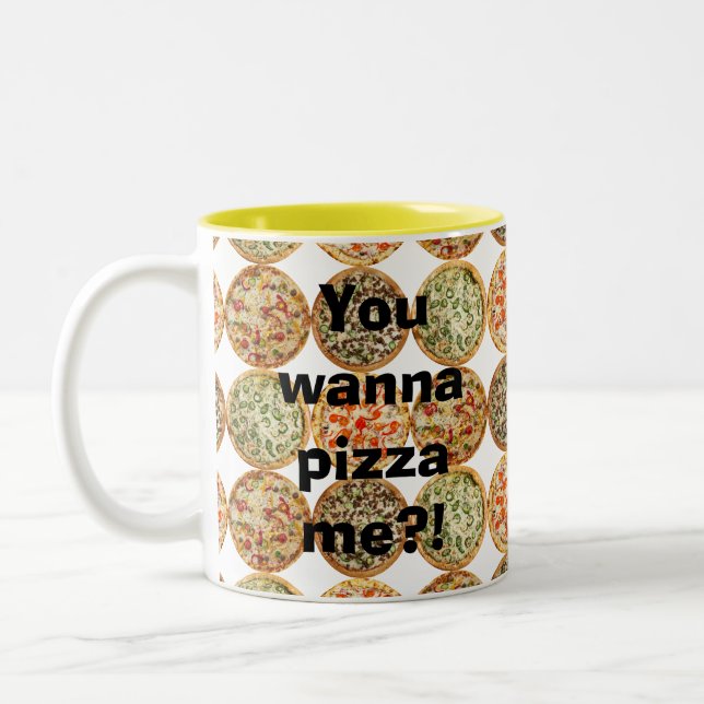 "Vill du pizza mig?" Två-Tonad Mugg (Vänster)