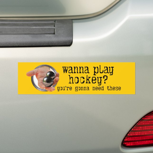 Vill du spela Hockey? Bumper Sticker Bildekal (På Bil)