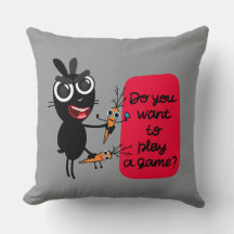 Vill du spela spel? Bunny Dekorativ kudde