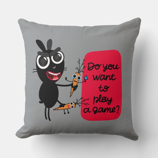 Vill du spela spel? Bunny Dekorativ kudde (Framsida)