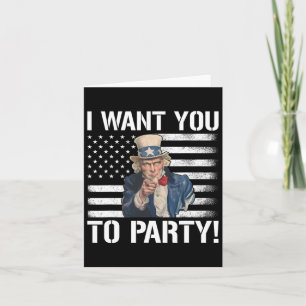Vill du till Party farbror Sam Funny 4 juli Kort