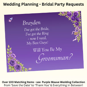 Vill du vara min bestman? Lila Mauve-blommor