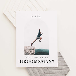 Vill du vara min bestman Minimal foto Modern båge Vykort