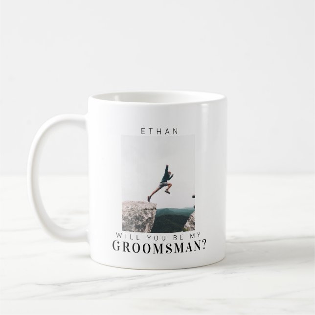 Vill du vara min bestman Minimalistisk modern foto Kaffemugg (Vänster)