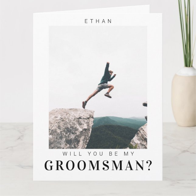 Vill du vara min bestman Minimalistisk modernt fot Kort (Framsida)