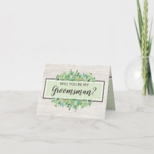 Vill du vara min bestman? Rustik Trä Botanisk Kort